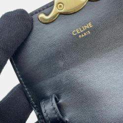 Celine Black Shiny Calf Leather Triomphe Mini Claude Shoulder Bag