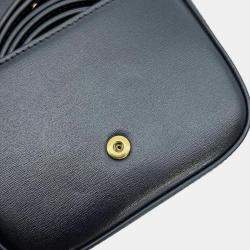 Celine Black Shiny Calf Leather Triomphe Mini Claude Shoulder Bag
