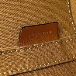 Celine Brown Leather Triomphe Tambour Vanity Shoulder Bag