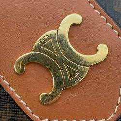 Celine Brown Leather Triomphe Tambour Vanity Shoulder Bag