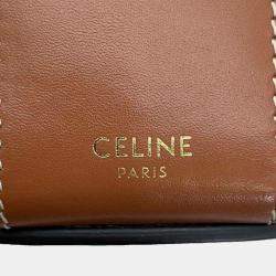 Celine Brown Leather Triomphe Tambour Vanity Shoulder Bag