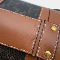Celine Brown Leather Triomphe Tambour Vanity Shoulder Bag