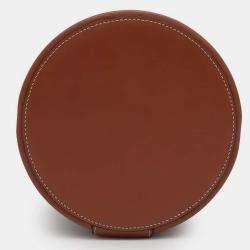 Celine Brown Leather Triomphe Tambour Vanity Shoulder Bag
