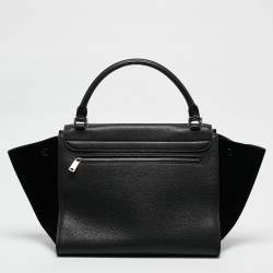 Pre Owned Celine Black Leather and Suede Medium Trapeze Top Handle Bag
