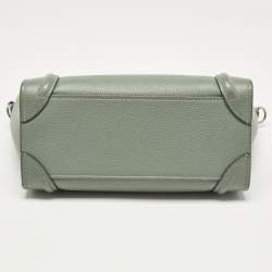 Pre Owned Celine Mint Green Leather Nano Luggage Tote