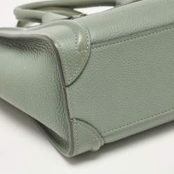 Pre Owned Celine Mint Green Leather Nano Luggage Tote