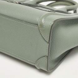 Pre Owned Celine Mint Green Leather Nano Luggage Tote
