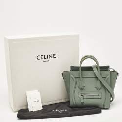 Pre Owned Celine Mint Green Leather Nano Luggage Tote