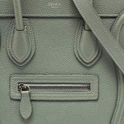 Pre Owned Celine Mint Green Leather Nano Luggage Tote