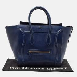 Celine Navy Blue Leather Mini Luggage Tote