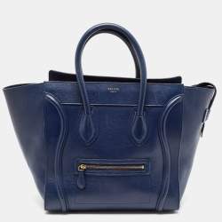 Celine Navy Blue Leather Mini Luggage Tote
