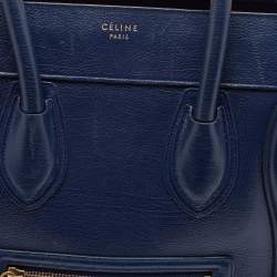 Celine Navy Blue Leather Mini Luggage Tote