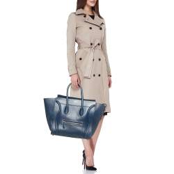 Celine Navy Blue Leather Mini Luggage Tote