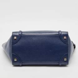 Celine Navy Blue Leather Mini Luggage Tote