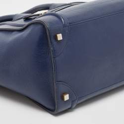 Celine Navy Blue Leather Mini Luggage Tote
