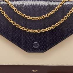 Celine Tricolor Leather and Python Pocket Envelope Shoulder Bag