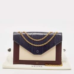 Celine Tricolor Leather and Python Pocket Envelope Shoulder Bag