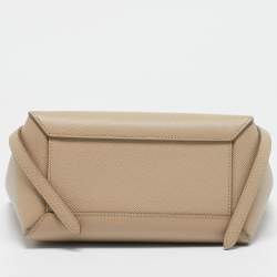 Pre Owned Celine Beige Leather Nano Belt Top Handle Bag