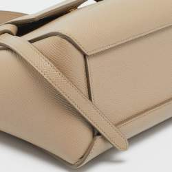 Pre Owned Celine Beige Leather Nano Belt Top Handle Bag