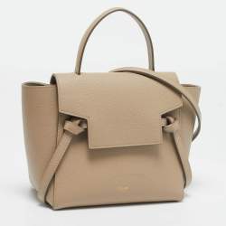 Pre Owned Celine Beige Leather Nano Belt Top Handle Bag