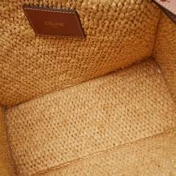 Pre Owned Celine Tan Raffia Small Cabas Thais Tote