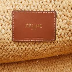 Pre Owned Celine Tan Raffia Small Cabas Thais Tote