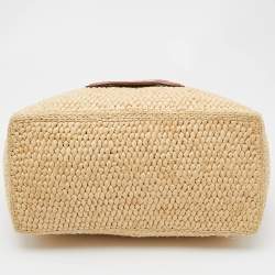 Pre Owned Celine Tan Raffia Small Cabas Thais Tote