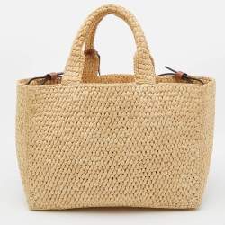 Pre Owned Celine Tan Raffia Small Cabas Thais Tote