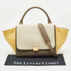 Pre Owned Celine Tricolor Leather Medium Trapeze Top Handle Bag