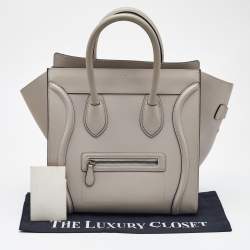 Celine Light Grey Leather Mini Luggage Tote