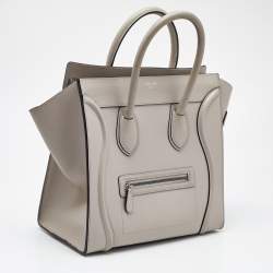 Celine Light Grey Leather Mini Luggage Tote