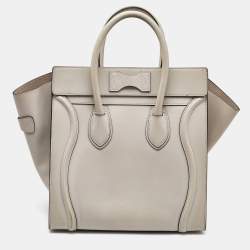 Celine Light Grey Leather Mini Luggage Tote