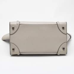 Celine Light Grey Leather Mini Luggage Tote