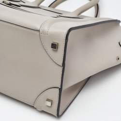 Celine Light Grey Leather Mini Luggage Tote