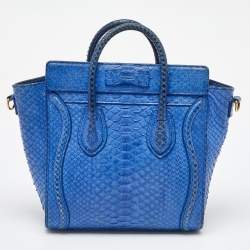 Celine Blue Python Nano Luggage Tote