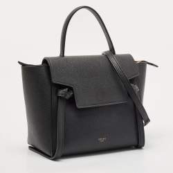 Pre Owned Celine Black Leather Nano Belt Top Handle Bag
