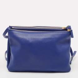 Pre Owned Celine Blue Leather Large Trio Zip Crossbody Bag