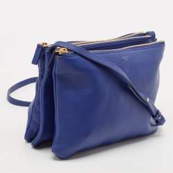 Pre Owned Celine Blue Leather Large Trio Zip Crossbody Bag