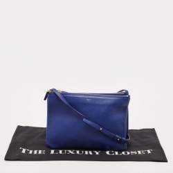 Pre Owned Celine Blue Leather Large Trio Zip Crossbody Bag