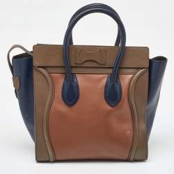 Celine Tricolor Leather Mini Luggage Tote