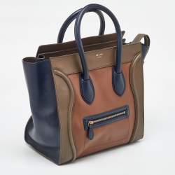 Celine Tricolor Leather Mini Luggage Tote