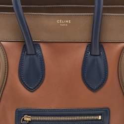 Celine Tricolor Leather Mini Luggage Tote