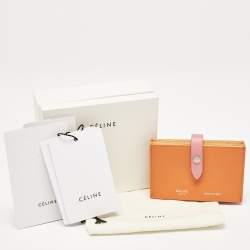 Pre Owned Celine Orange/Pink Leather Accordeon Card Holder