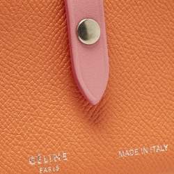 Pre Owned Celine Orange/Pink Leather Accordeon Card Holder