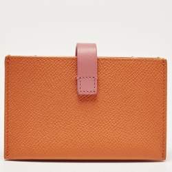 Pre Owned Celine Orange/Pink Leather Accordeon Card Holder