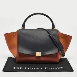 Celine Tricolor Leather Medium Trapeze Top Handle Bag
