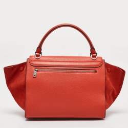 Celine Orange Leather and Suede Medium Trapeze Top Handle Bag