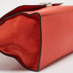 Celine Orange Leather and Suede Medium Trapeze Top Handle Bag