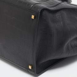 Celine Black Croc Embossed Leather Medium Phantom Luggage Tote