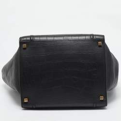 Celine Black Croc Embossed Leather Medium Phantom Luggage Tote